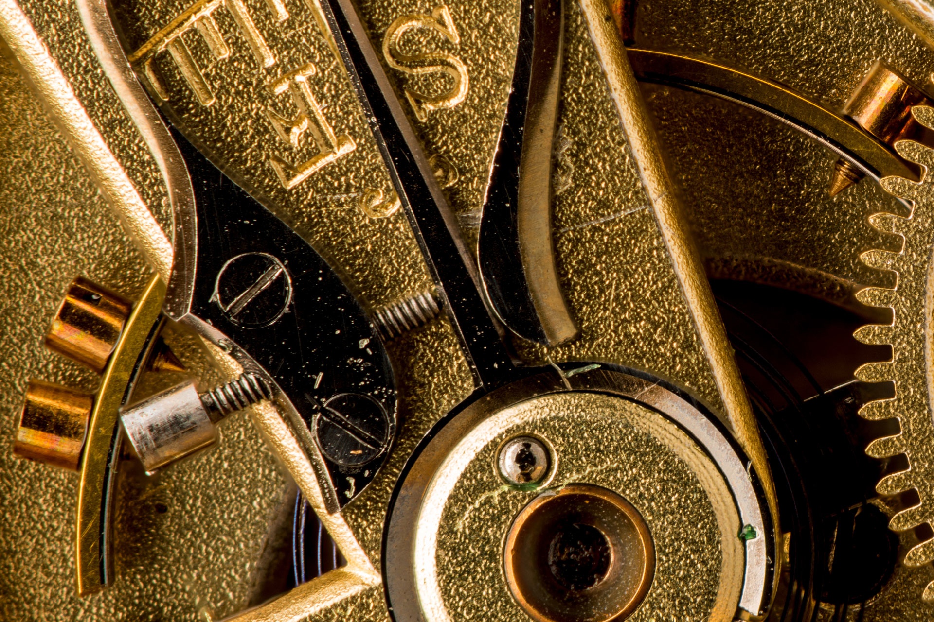 Focus Stacking using 10 frames. 1905 Stauffer & Co. Peerless Fob Watch, 18k gold with Swiss made IWC Calibre No.52 movement.